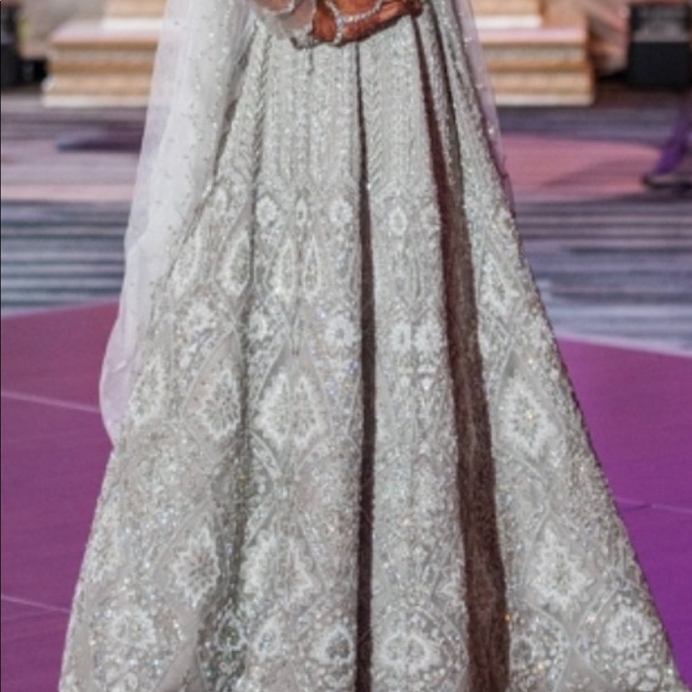Silver All beaded lengha